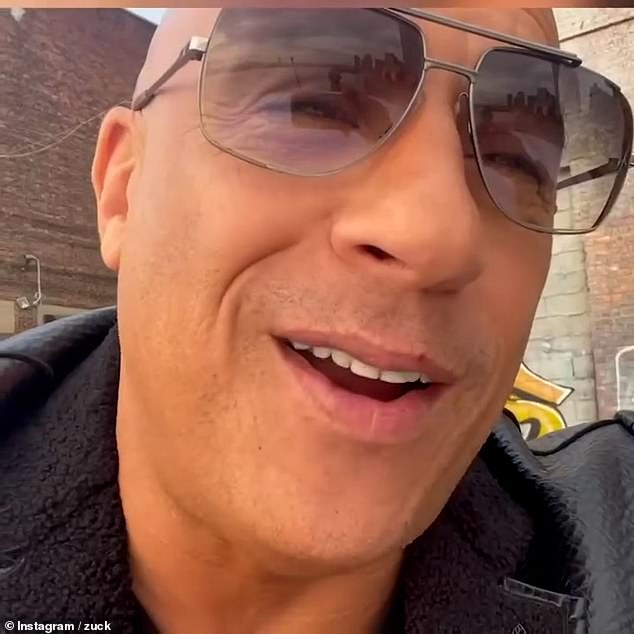 One famous friend who congratulates Zuckerberg in the video is Dwayne 'The Rock' Johnson, who smiled and said: '40 years...'