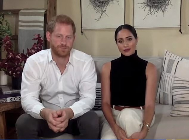 Meghan Markle and Prince Harry (pictured on a conference call from their home in October 2020) are said to have had a 