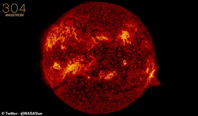 The sunspot responsible for the flare, visible as a bright region on the far left of this image, is now spinning away from Earth. However, there is a chance he will survive long enough to turn around and face us again in about two weeks.