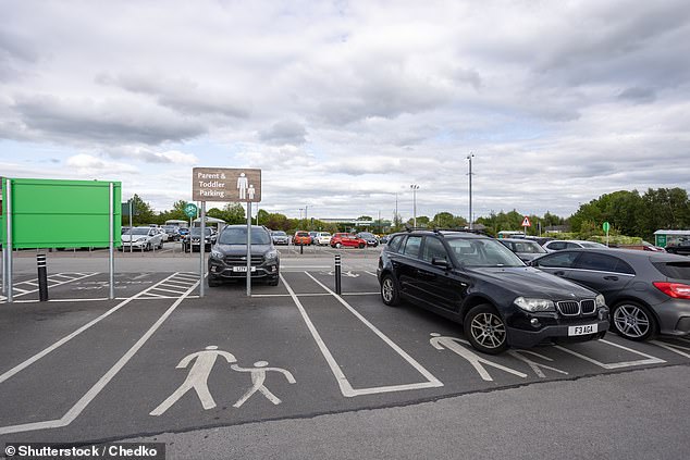 A parent-child space is usually the same width as a conventional parking space (2.4 metres), but with an average of 1.2 meters extra extra space to allow drivers to open the doors and easily access the vehicles. child seats and booster seats.