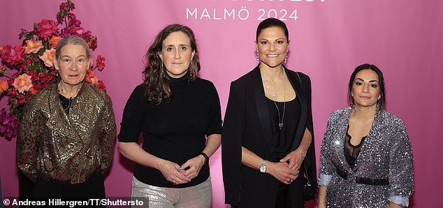 The mother of two also arrived at the contest accompanied by Scania Governor Annelie Hulthén, SVT CEO Hanna Stjärne and Culture Minister Parisa Liljestrand for the event to be held this year in Malmo, Sweden.