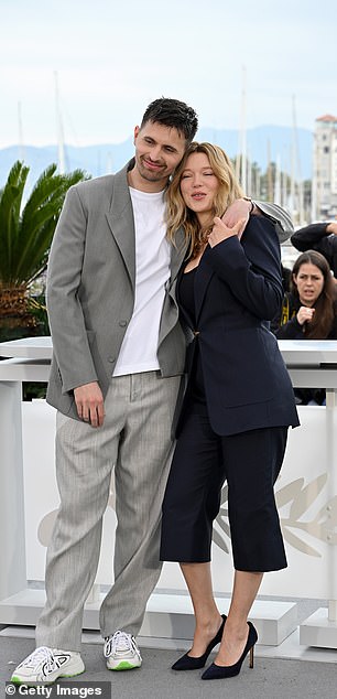 The actress, 38, and Raphaël Quenard put on a lively show for playful photos during the photocall.