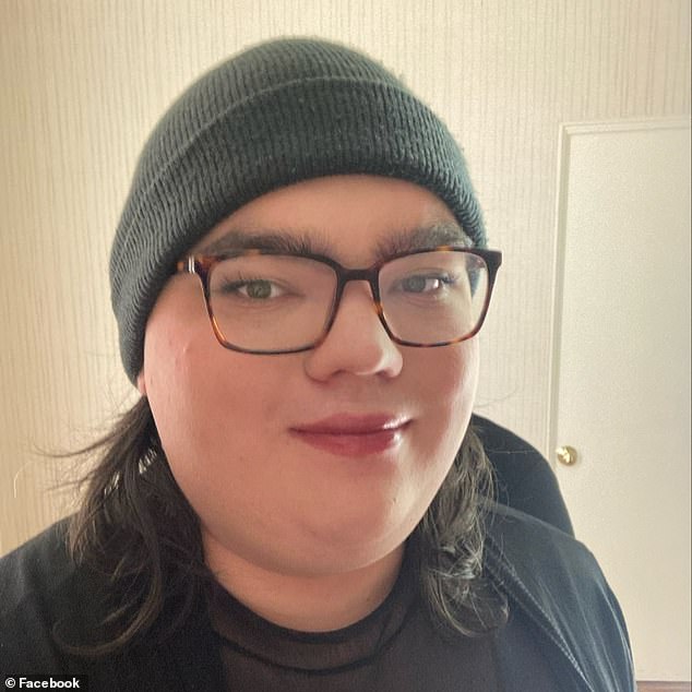 Gaines, 24, showed up to support the six Kappa Kappa Gamma sisters who are questioning the admission of Artemis Langford (pictured) into their chapter by casting doubt on whether the sorority's rules allowed the admission of a transgender woman.