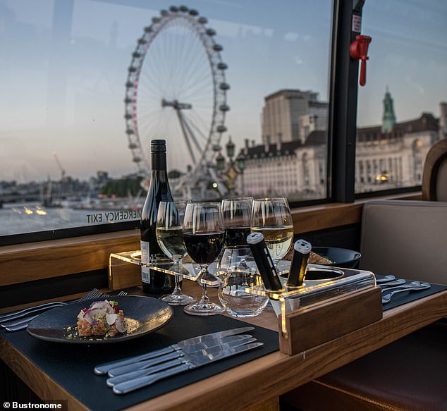 Each table has a custom-made clear drink holder, which can hold several glasses throughout the evening.