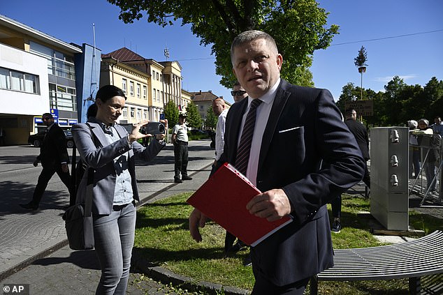 Fico arrives at a cabinet session outside his home in the town of Handlova, Slovakia, on Wednesday, May 15, 2024, hours before he was shot.