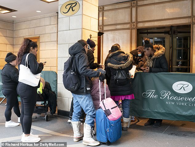 Adams recently suggested that New York should reform its sanctuary city status. In the photo: Migrant family arriving at a shelter in Manhattan on March 26, 2024