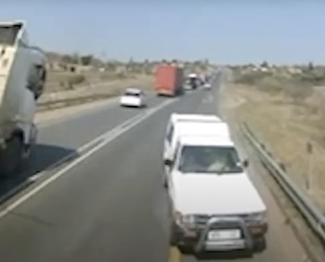 Truck crashes into car trying to leave South Africa's N2 highway