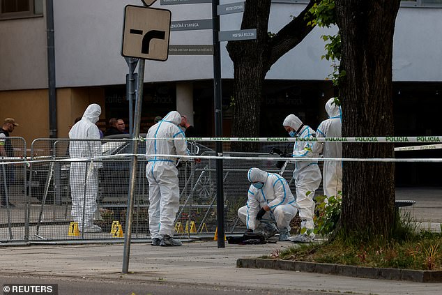 His condition was critical after surgery last night when police said they had detained poet Juraj Cintula, 71, as a suspect in the shooting in Handlova, central Slovakia.