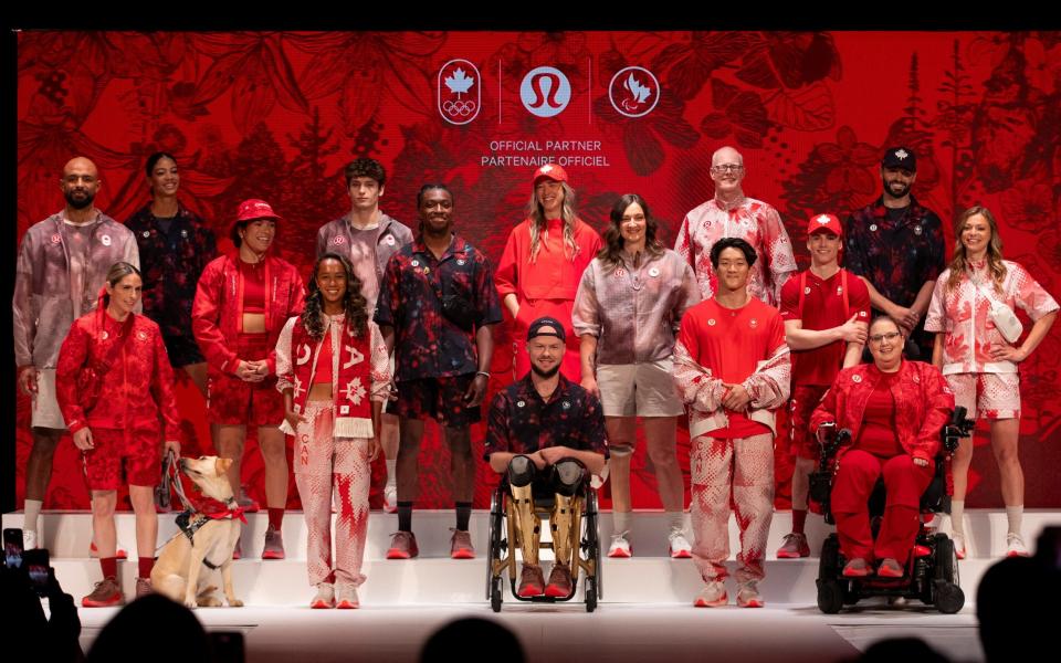 Team Canada athletes in their new Olympic uniforms