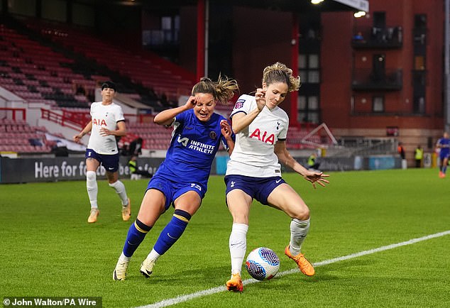 Luana Buhler (right) nearly scored the Spurs goal, but her team couldn't find the back of the net.