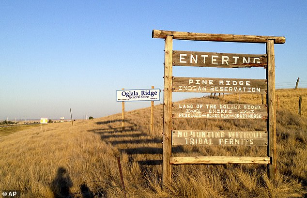 The entrance to the Pine Ridge Indian Reservation in South Dakota, home of the Oglala Sioux tribe