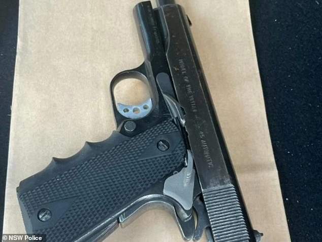 Pictured: A gun found during police raids at three different Sydney properties