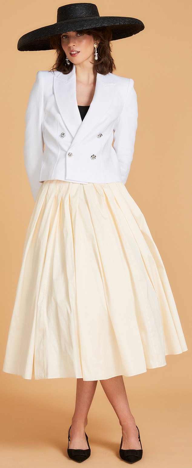 Combine the Monsoon taffeta skirt with a white jacket from Zara