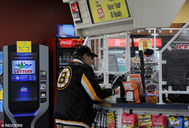 A customer shops at Hometown Gas & Grill, where the ticket was sold in Lebanon, Maine.