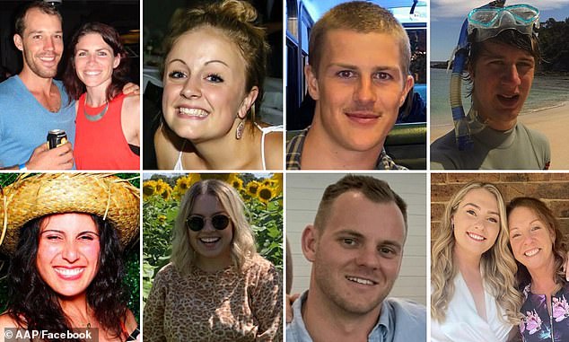 Ten wedding guests died in the accident. Among them were Rebecca Mullen, Zach Bray Angus Craig, Tori Cowburn, Nadene and Kyah McBride, Kane Symons, Andrew and Lynan Scott and Darcy Bulman.