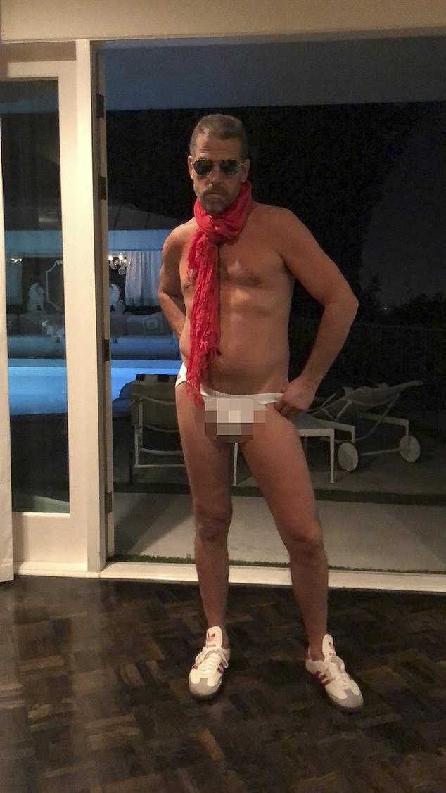 A photo from Hunter Biden's laptop shows him wearing a red scarf and jockstrap.