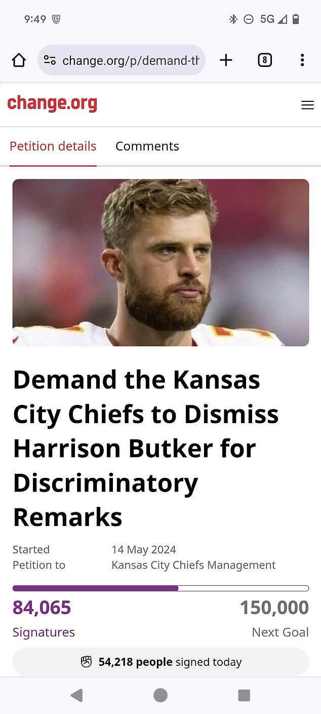 As of this writing, the petition calling for Butker's dismissal from the Chiefs has surpassed 80,000 signatures.