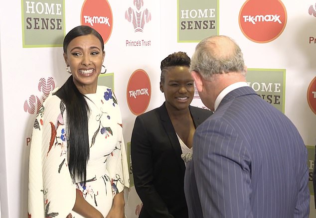 The TV personality appeared nervous as she waited to speak to the then Prince of Wales, who was speaking to boxer Nicola Adams in 2019.