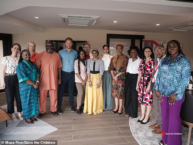 The Duke and Duchess of Sussex met Save the Children staff in Abuja, the Nigerian capital, last week.