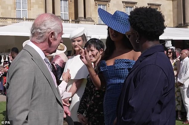 On Wednesday, Maya was filmed telling King Charles about her role in the ITV2 series at the Creative Industries Garden Party held at Buckingham Palace.