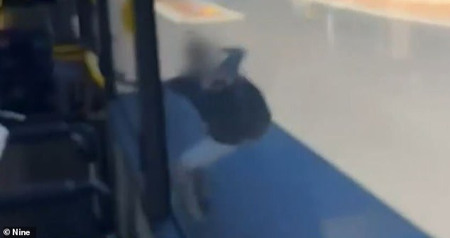 After being ejected from the bus, the man attacked the vehicle with an axe.