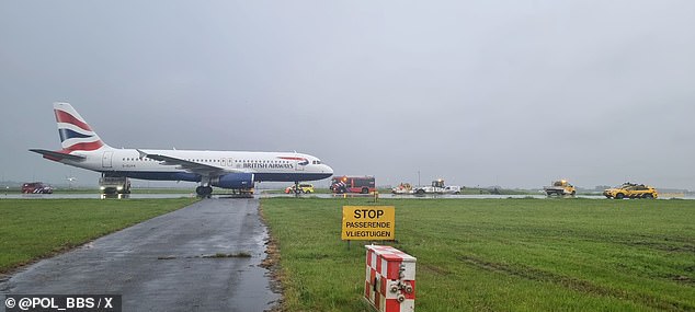 Flight BA764 took off from Heathrow shortly after 5pm yesterday, but the captain had to issue the distress call just 90 minutes into the flight.  The plane landed at 7:38 p.m. and blocked the runway while emergency services evacuated the plane.