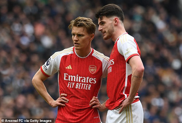 Arsenal duo Martin Odegaard (left) and Declan Rice (right) were the fourth and second most voted players respectively.