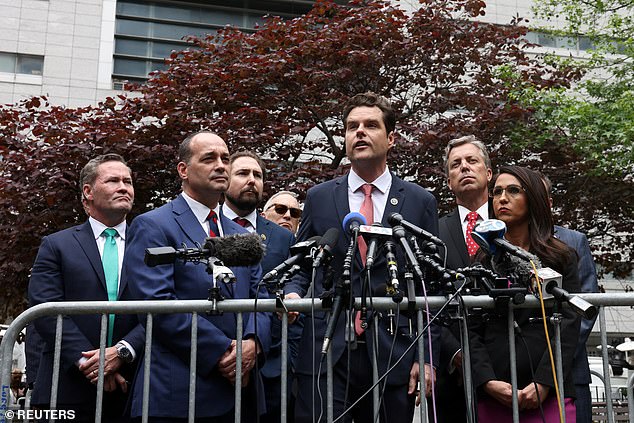 Trump's allies left the courtroom during the morning recess to speak to reporters in a small park across from the courthouse.