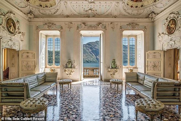 Taylor and Travis' getaway villa features mesmerizing terrazzo floors, 18th-century frescoes, and shimmering Murano glass chandeliers.