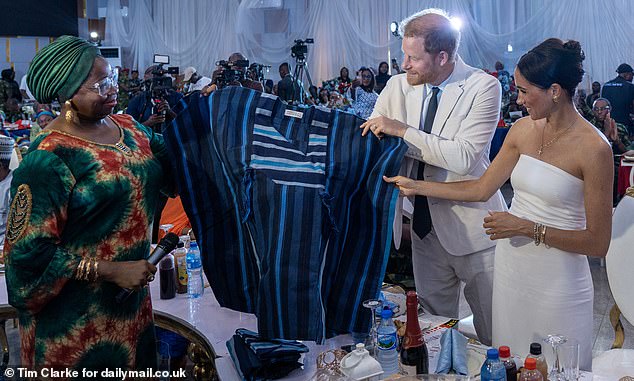 Dr. Abike Sabri-Erewa in her office in Abuja, Nigeria. Dr. Abike met with Prince Harry and Meghan over the weekend.