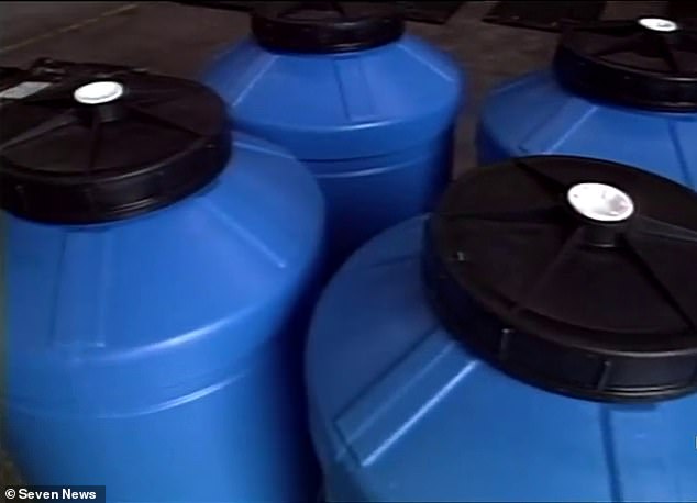 Haydon helped convicted murderers John Bunting and Robert Wagner cover up the murders of 12 people in the 1990s (pictured, barrels containing human remains stored by Haydon)