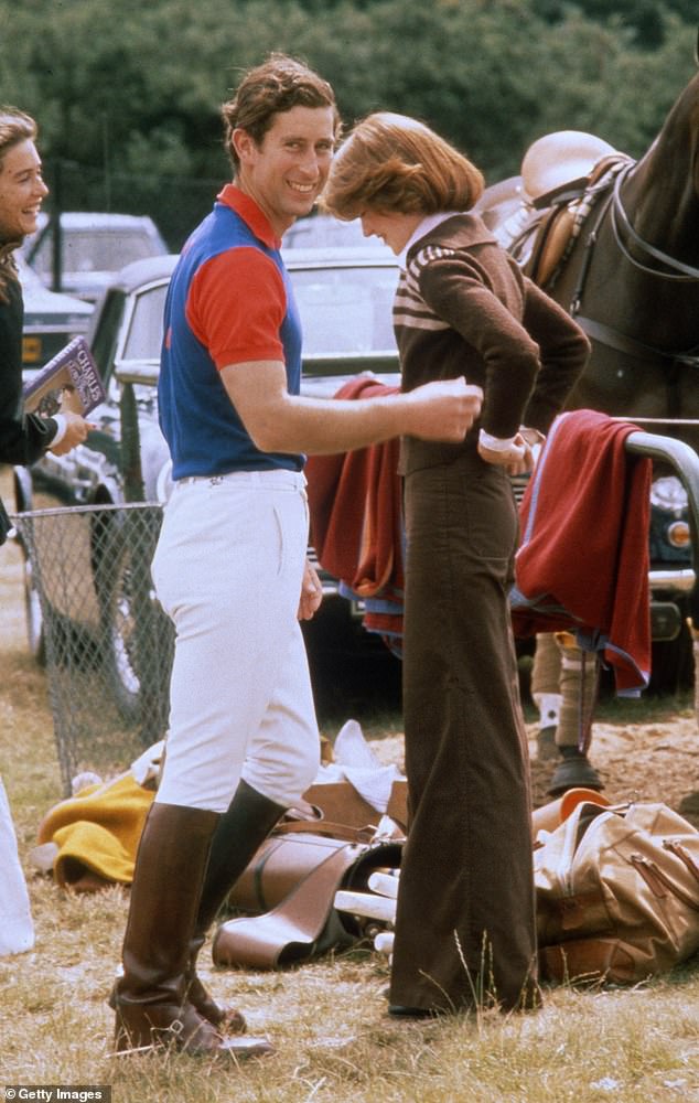 The Prince of Wales playing polo with Princess Diana's sister Lady Sarah, whom he dated in 1977.