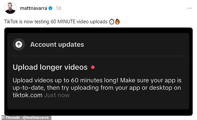 The new option was first discovered by social media consultant Matt Navarra, who posted a screenshot on Threads.