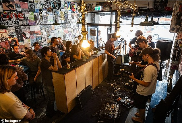 The interior of Jim Flanagan's 'Lazy Thinking' bar, a two-minute walk from Albo's house, where he hosts live music and serves lamb rolls on Sundays.