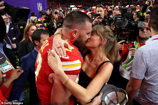 Taylor and Travis haven't been afraid to show their PDA since striking up a romance last summer (pictured at the Super Bowl in February).