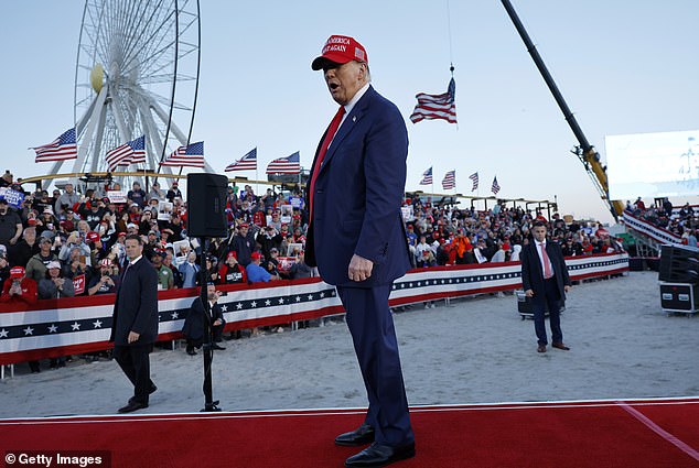 Donald Trump at his rally in Wildwood, New Jersey, on May 11, 2024, where he ranted about Bruce Springsteen, talked about eating hot dogs, and praised fictional serial killer and cannibal Hannibal Lecter as a 