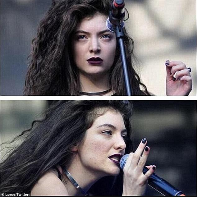 Images of Lorde have been previously edited to cover her skin (above), although the singer has urged people not to do so (bottom image). She shared these two snapshots in 2018.