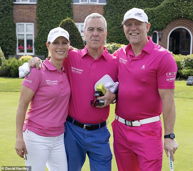 Mike and Zara Tindall photographed with their friend and actor James Nesbitt