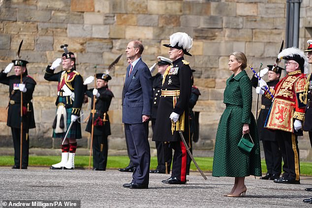 The couple were seen attending the ceremony while enjoying a visit to the Palace of Holyroodhouse.