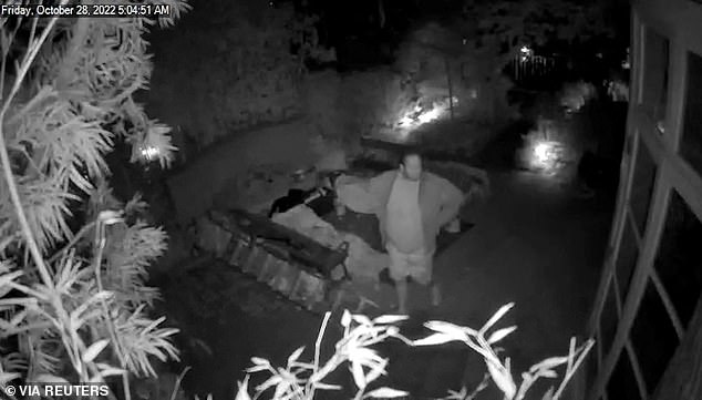 Screenshot of security footage shows DePape outside Pelosi's home