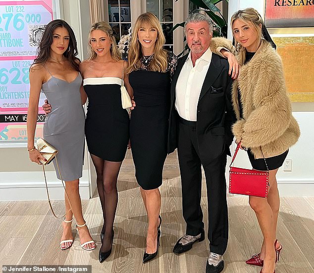 The couple has been in New York promoting the second season of their reality show, The Family Stallone. The couple front the show which includes their daughters Sophia, 27 (far left), Sistine, 25, and Scarlett, 21 (far right), as they document their daily lives.