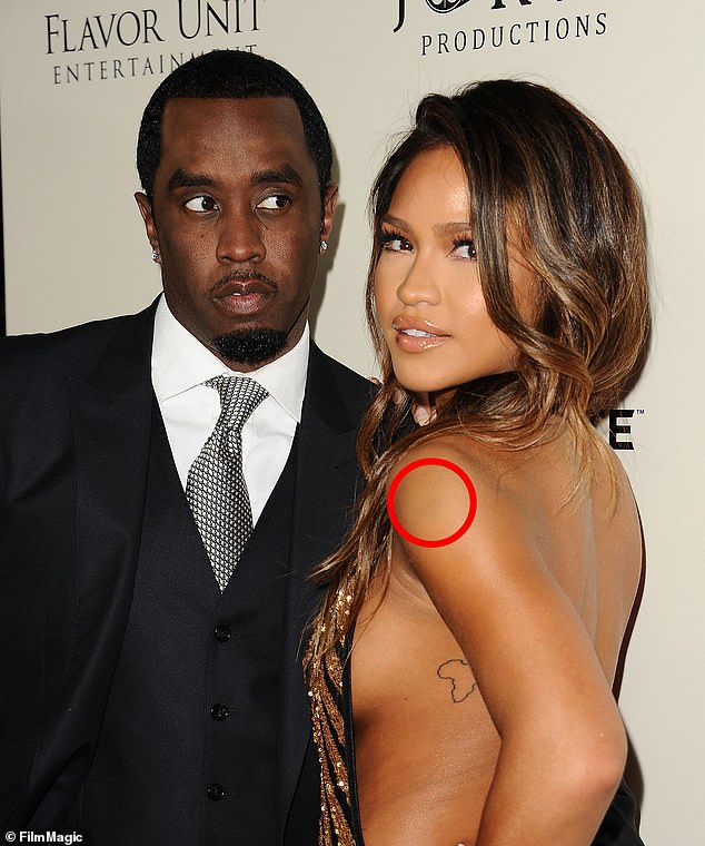 Images discovered by DailyMail.com show Cassie wearing two separate outfits that night, with several bruises visible on her body.