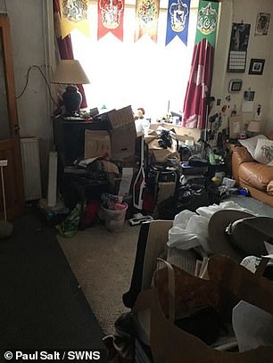 Before: Since the big clean, Paul's quality of life has improved greatly and he was finally able to take pride in his home again, inviting guests who couldn't believe their eyes (Paul's living room before it was cleaned).