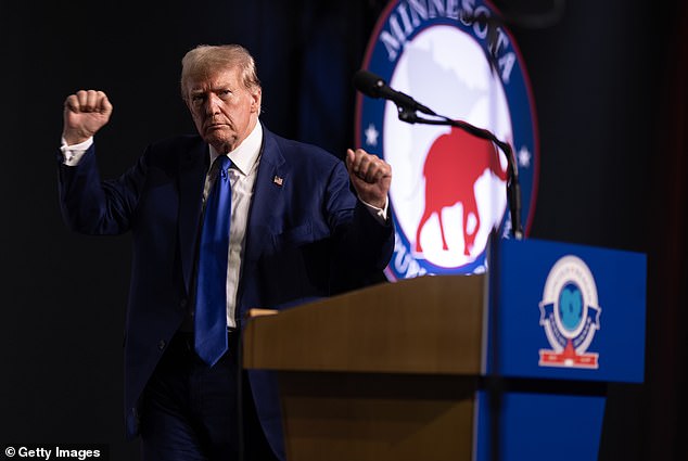 Trump spoke to guests at the annual Lincoln Reagan Dinner hosted by the Minnesota Republican Party in St. Paul, Minnesota.