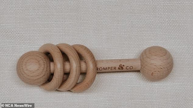 Parents should keep the wooden rattle out of children's reach.