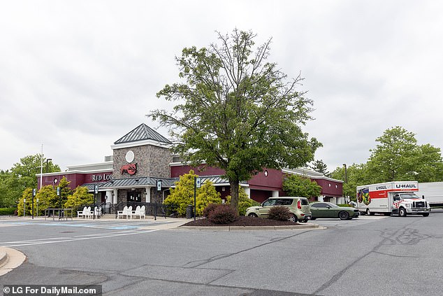 A U-Haul can is seen outside the now closed Red Lobster in Colombia, Maryland