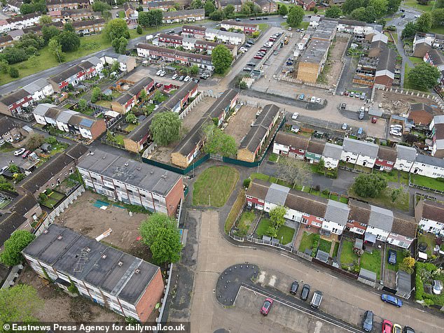 Aerial shot shows Basildon Craylands estate: residents say it's like living in a war zone