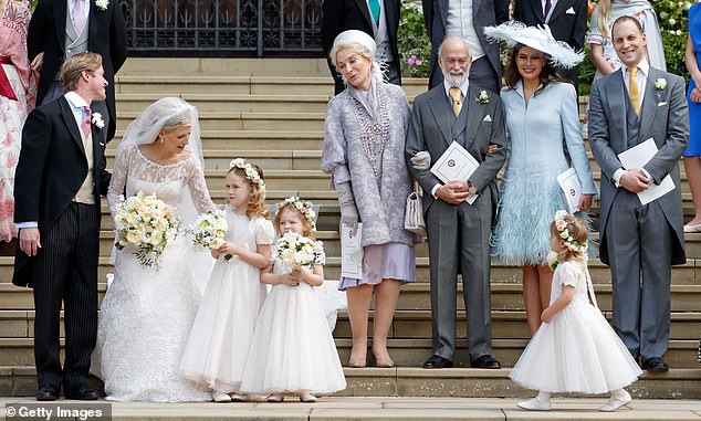 Lady Gabriella chatted with her maid of honor during this happy family photo.