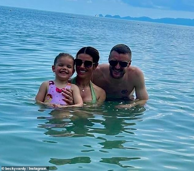 The WAG has been documenting her family getaway with her husband Jamie and their children.