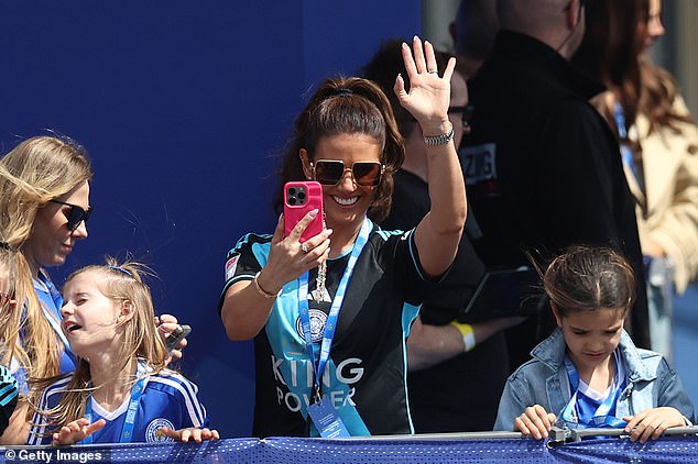 Rebekah Vardy looked every inch the proud wife as she supported her footballer husband Jamie at Leicester City's trophy parade earlier this month.